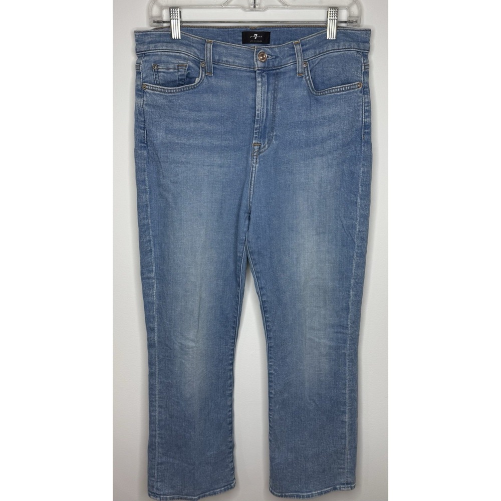 7 For All Mankind Jeans Women's 30 High Waist Slim Kick Light Wash‎ Crop